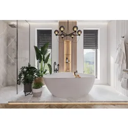 Wanna wolnostojąca z konglomeratu model Como 158x70 biała RESMITE Wanna wolnostojąca z konglomeratu model Como 158x70 biała RESMITE